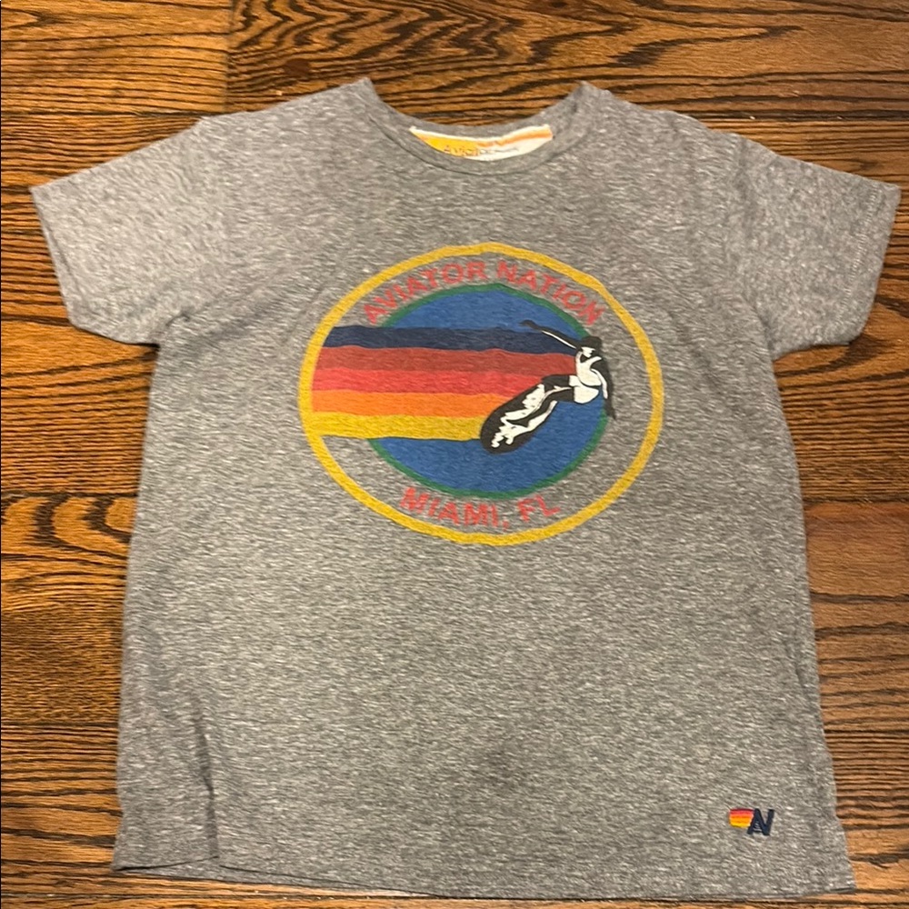 Gray Kids T-Shirt with Colorful Graphic by Aviator Nation